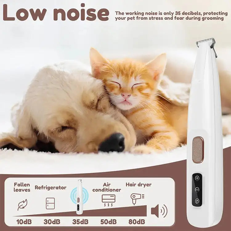 Pawsitive Waterproof Rechargeable Pet Shaver with LED Light, Low-Noise Clipper for Dogs & Cats