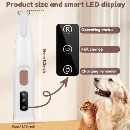 Pawsitive Waterproof Rechargeable Pet Shaver with LED Light, Low-Noise Clipper for Dogs & Cats